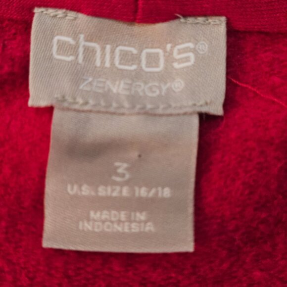 Chicos Zenergy Red Long Sleeve Top Size XL Fold Over Neck Bateau Tunic - Picture 6 of 9